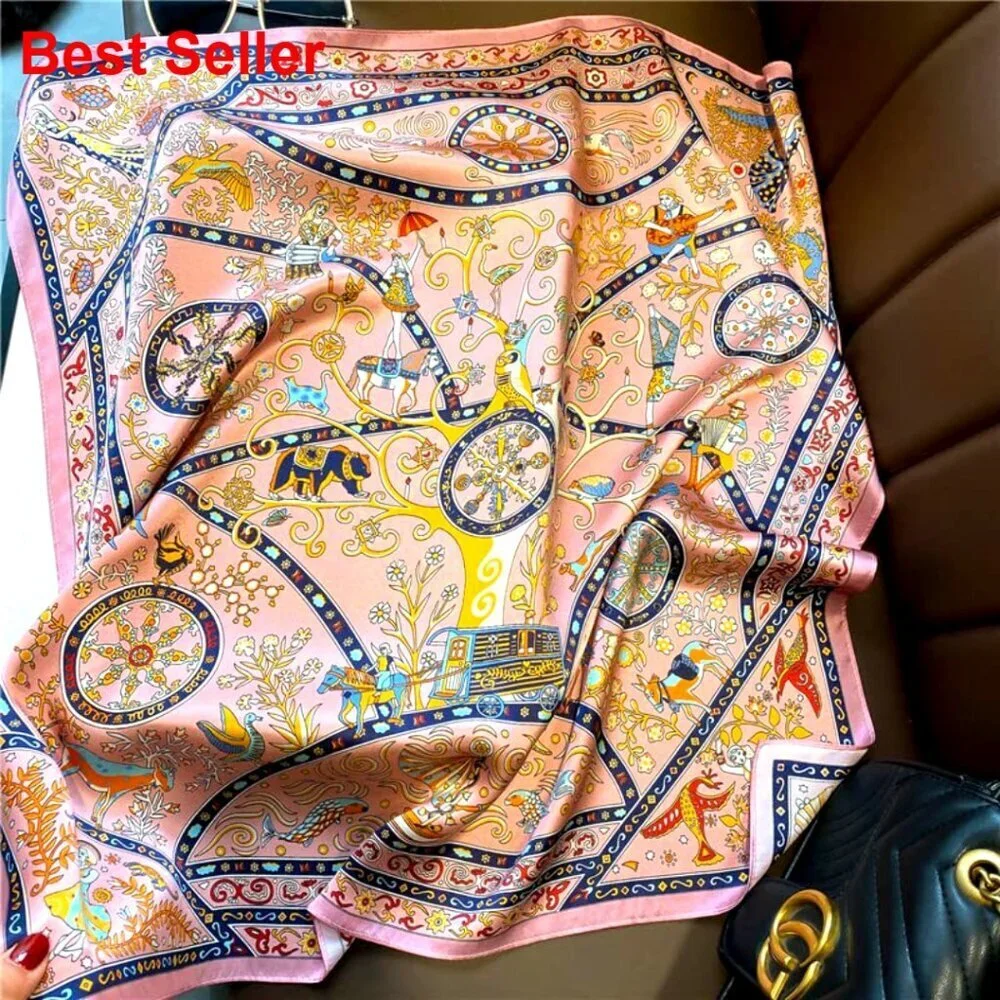 100% Mulberry Silk Square Scarf 26x26 Inches Versatile Accessory